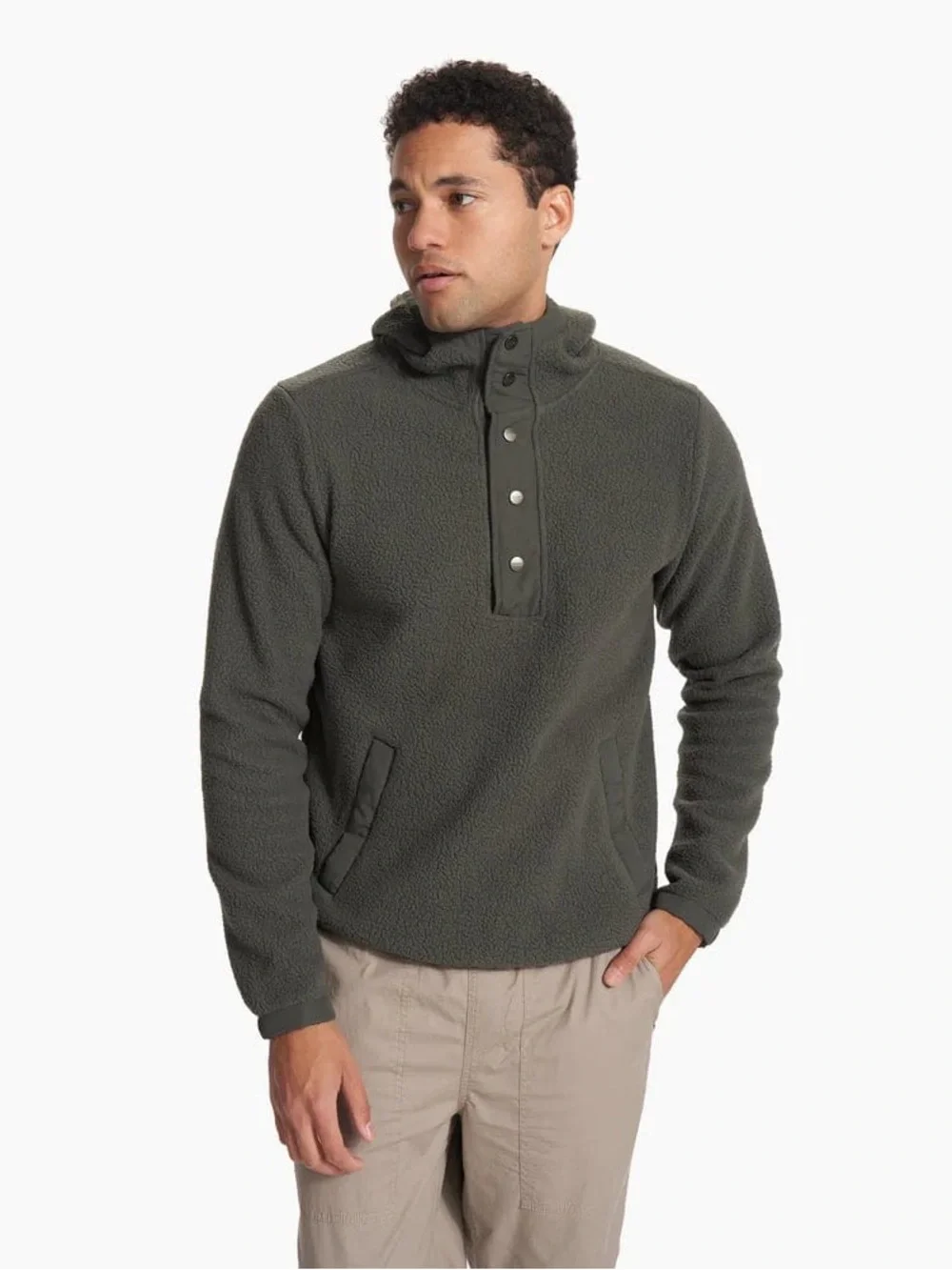 Vuori Men's Dark Gray Sherpa Snap Pullover